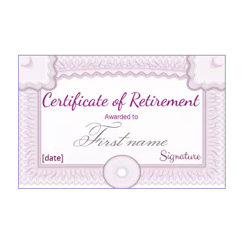 funny certificate retirement mauve rose women 