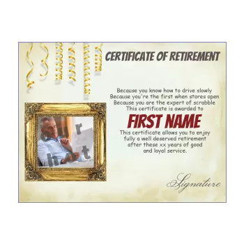 funny certificate retirement yellow 
