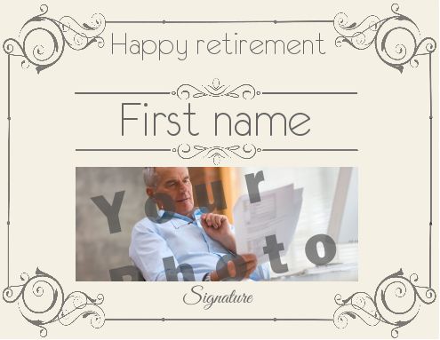 Funny Certificate Retirement Grey Yellow with photo template