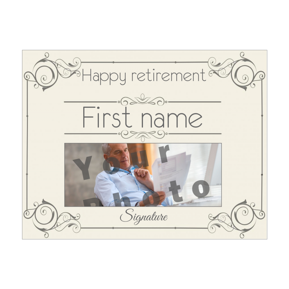 Funny Certificate Retirement Yellow Grey with photo template (card 1122)