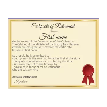 funny certificate retirement yellow 