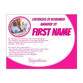 Funny Retirement Certificate free templates on Greetings-Discount