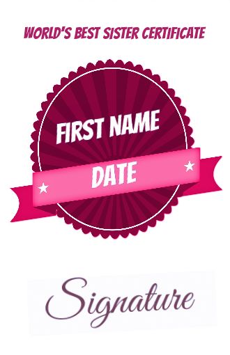 Certificate Best Sister Coat Of free template