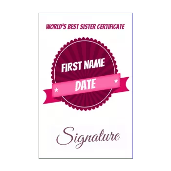 certificate best sister rose coat of arms 