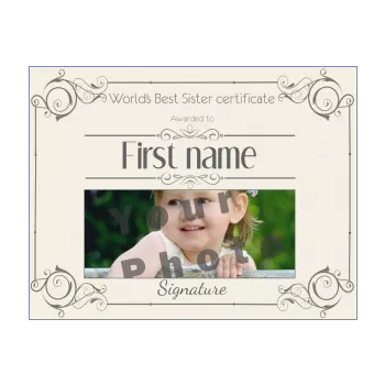 certificate sister grey yellow 