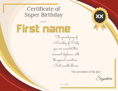 Funny Birthday Certificate Brown Red template