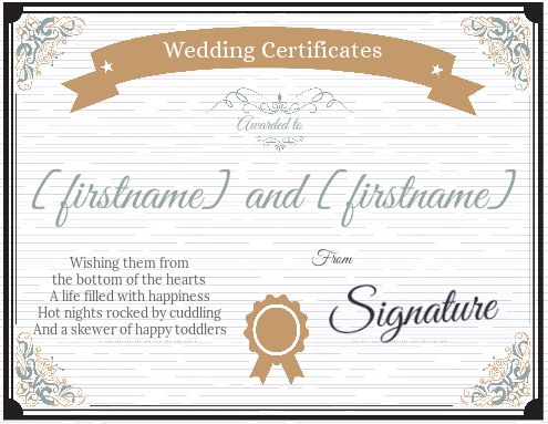 Wedding Certificate Brown Elegant template