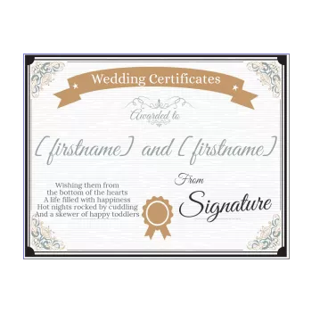 wedding certificate brown elegant 