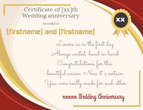 Birthday Wedding Certificate Brown Red template