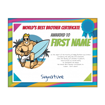 Wolrd's Best Brother Certificate free template - printable - on ...