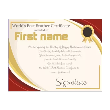 certificate best brother brown red 