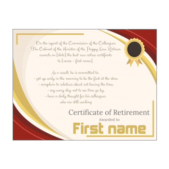 Funny Retirement Certificate free templates on Greetings-Discount