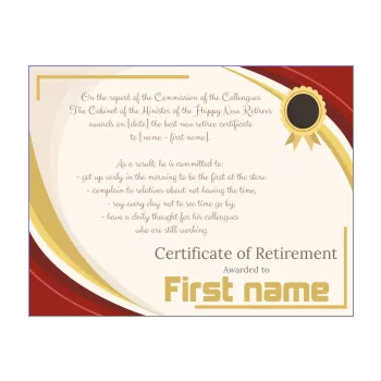 funny certificate retirement brown red 
