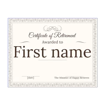 funny certificate retirement brown elegant yellow 