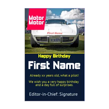 happy birthday card magazine newspaper sport car 