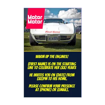 birthday card invitation magazine car sport 