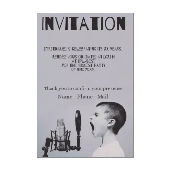 birthday card invitation party grey kid 