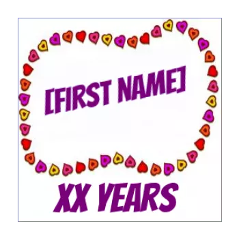 birthday label gift heart girl mauve 