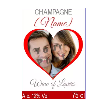 label bottle champagne valentine s day heart red 