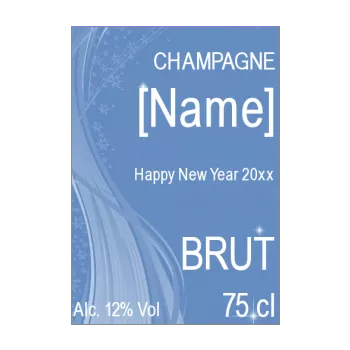 label bottle new year dinner champagne blue 