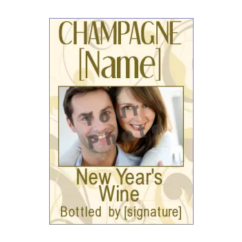 label bottle new year dinner brown flower yellow 