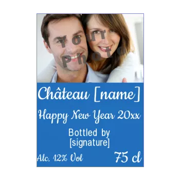 label bottle new year dinner blue wine 