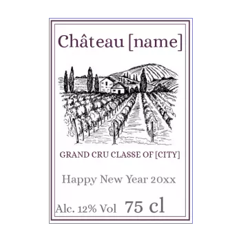 label bottle new year dinner wine mauve castle 