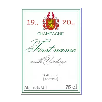 birthday label bottle champagne coat of arms white alcohol 