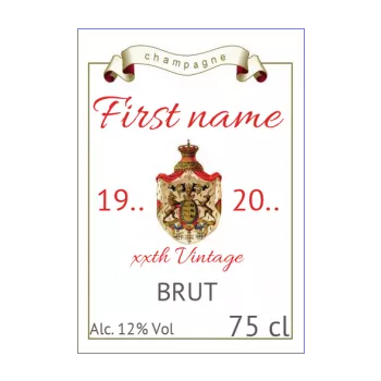 birthday label bottle champagne coat of arms white alcohol 