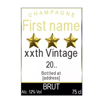 birthday label bottle champagne star white alcohol 