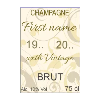 birthday label bottle champagne brown yellow alcohol 