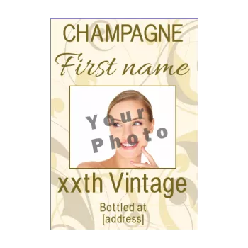 birthday label bottle champagne brown yellow alcohol 