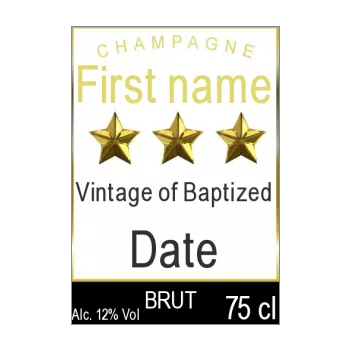 label bottle baptism champagne black star yellow 