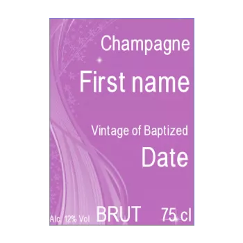label bottle baptism champagne girl mauve 