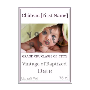 label bottle baptism mauve white wine 