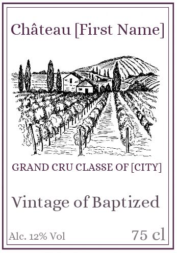 Label Bottle Baptism Castle Mauve free template