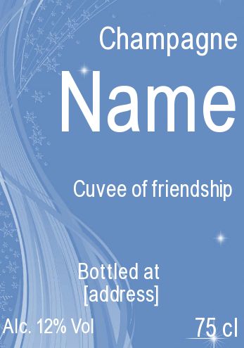 Label Bottle Champagne Blue Alcohol free template