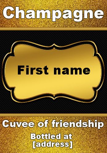 Label Bottle Champagne Yellow Alcohol free template