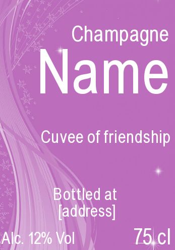 Label Bottle Champagne Mauve Alcohol free template