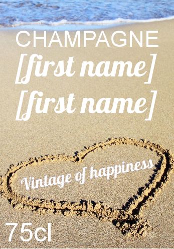 Wedding Label Bottle Champagne Heart free template