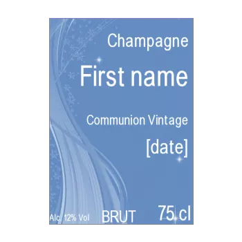 label bottle champagne communion blue boy 