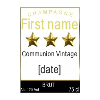 label bottle champagne communion black star yellow 