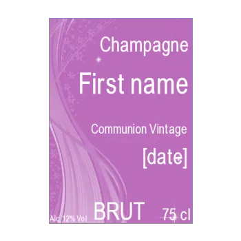label bottle champagne communion girl mauve 