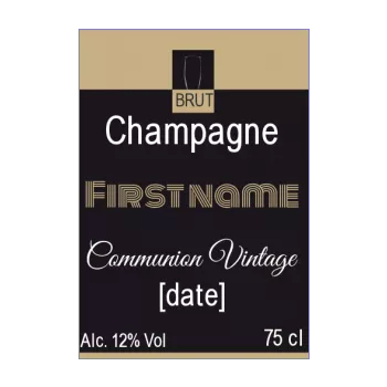 label bottle champagne communion black brown 