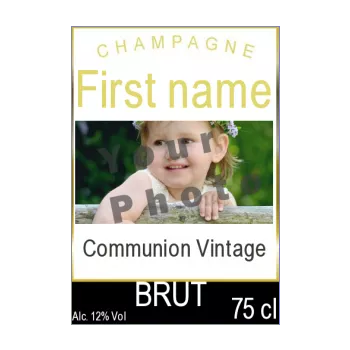 label bottle champagne communion black yellow 