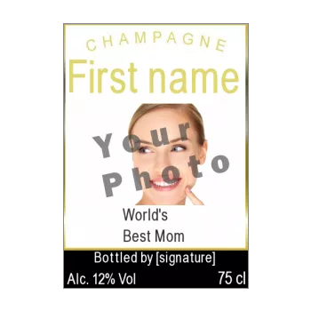 label bottle best mom champagne party black yellow 