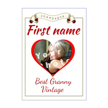 label bottle best grandmother champagne party heart red alcohol 