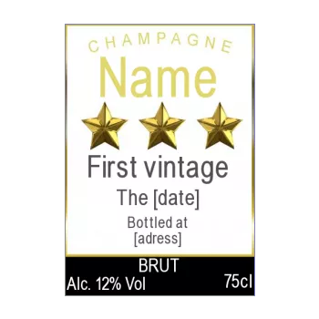 wedding label bottle champagne star alcohol 
