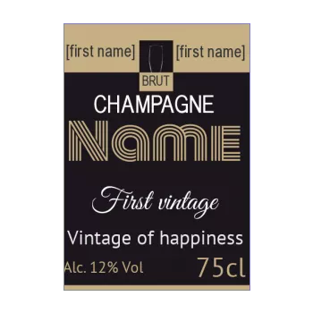 wedding label bottle champagne black brown alcohol 