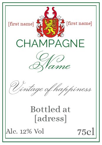 Label Bottle Champagne Red White Coat free template (card 634)